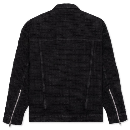 Zipped 4G Rivet Denim Jacket - Black