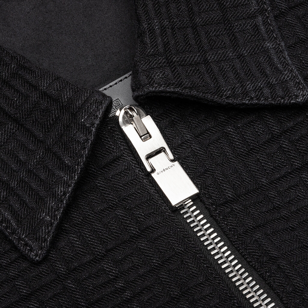 Zipped 4G Rivet Denim Jacket - Black