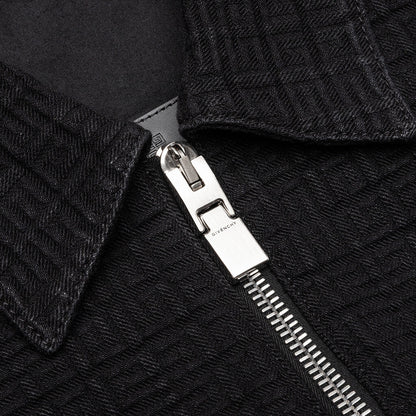 Zipped 4G Rivet Denim Jacket - Black