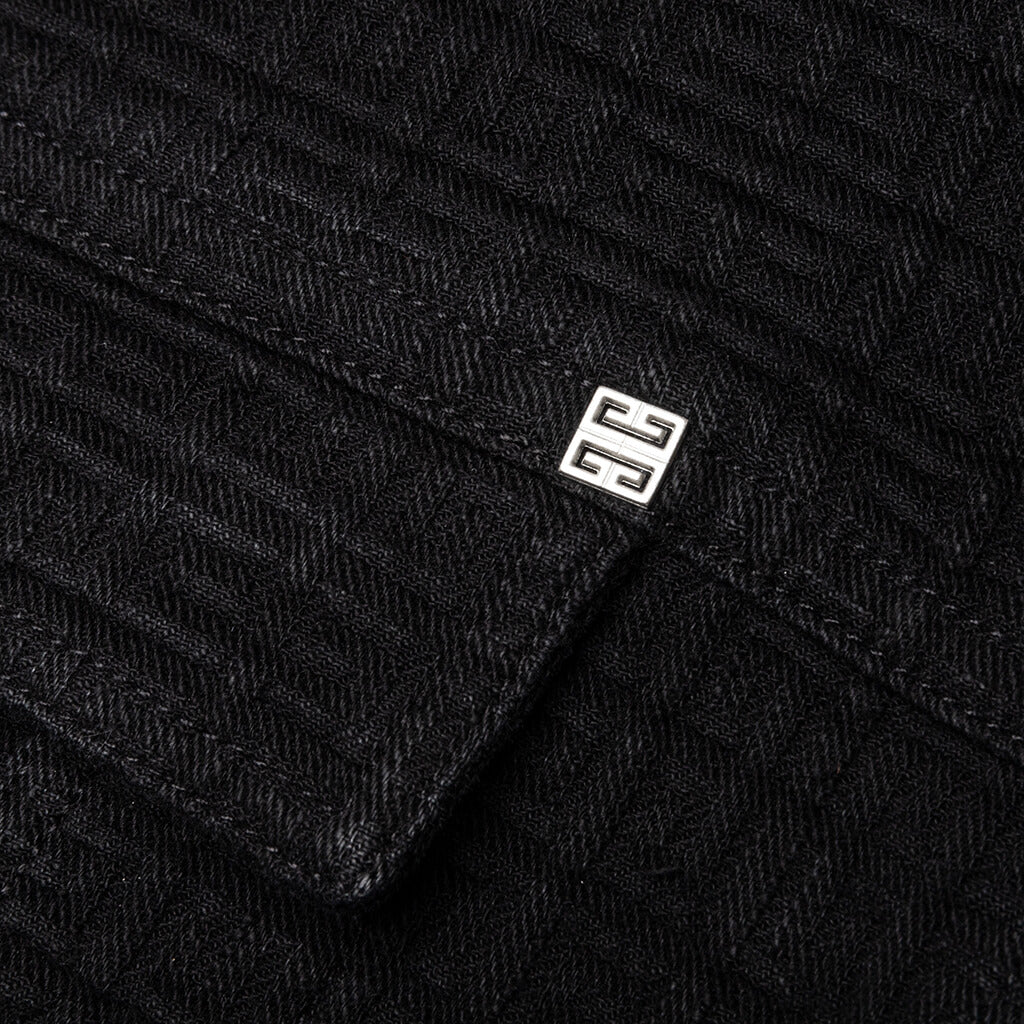 Zipped 4G Rivet Denim Jacket - Black