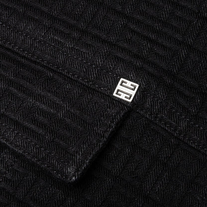 Zipped 4G Rivet Denim Jacket - Black