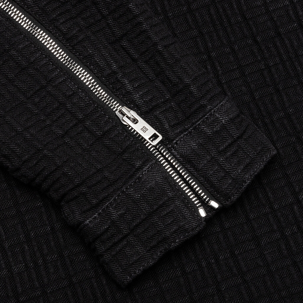 Zipped 4G Rivet Denim Jacket - Black