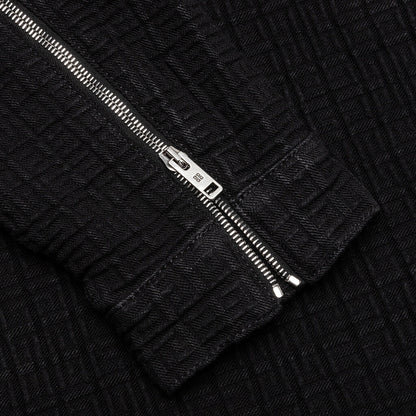 Zipped 4G Rivet Denim Jacket - Black