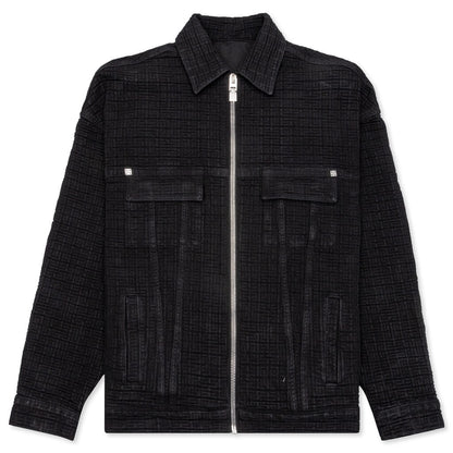 Zipped 4G Rivet Denim Jacket - Black