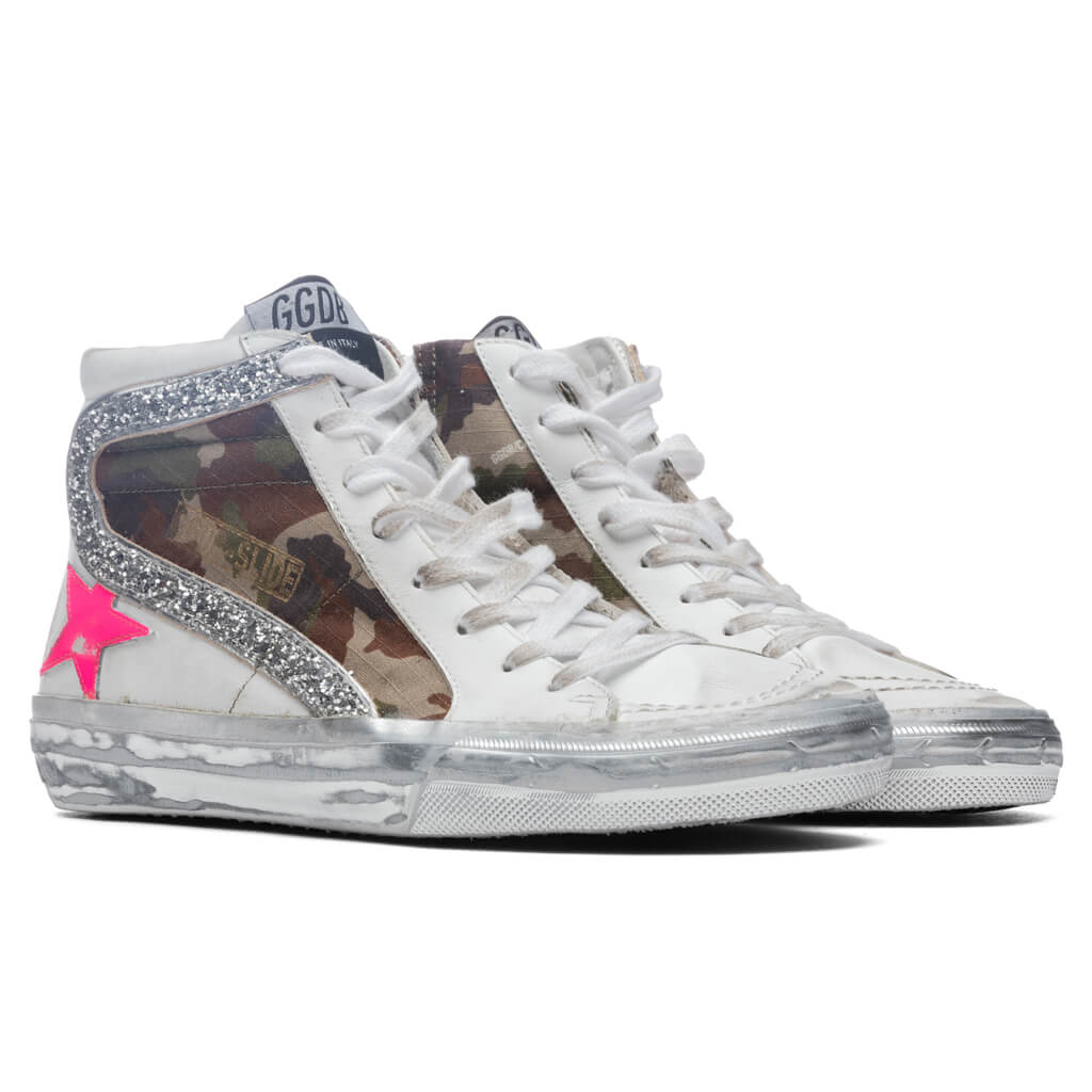 Women's Slide - White/Green Camouflage/Silver