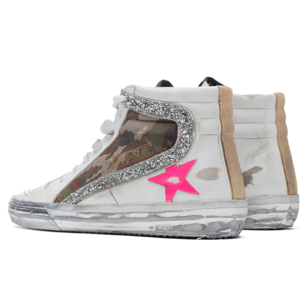 Women's Slide - White/Green Camouflage/Silver