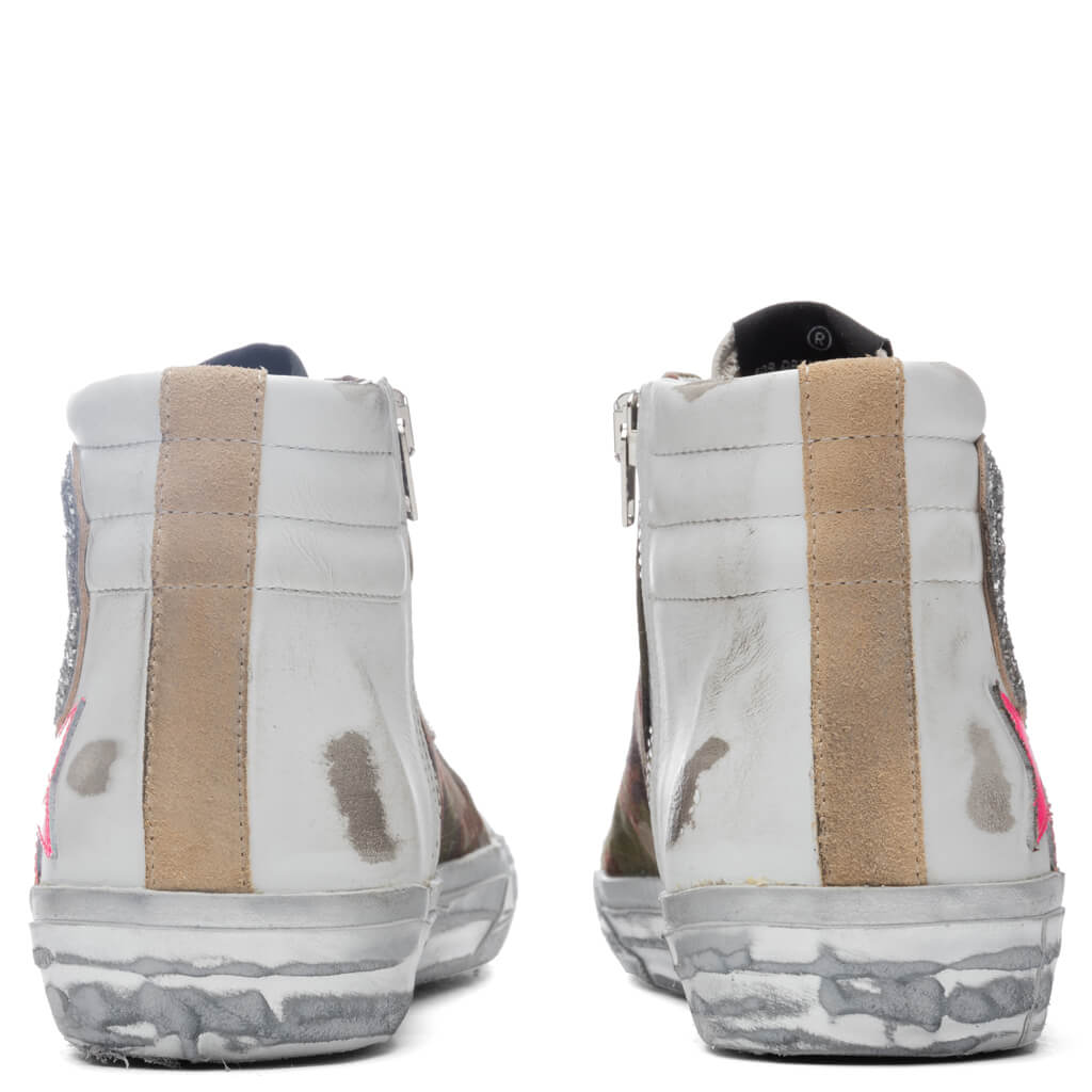 Women's Slide - White/Green Camouflage/Silver