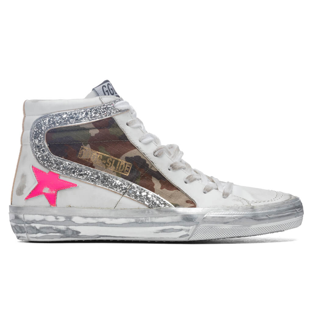 Women's Slide - White/Green Camouflage/Silver
