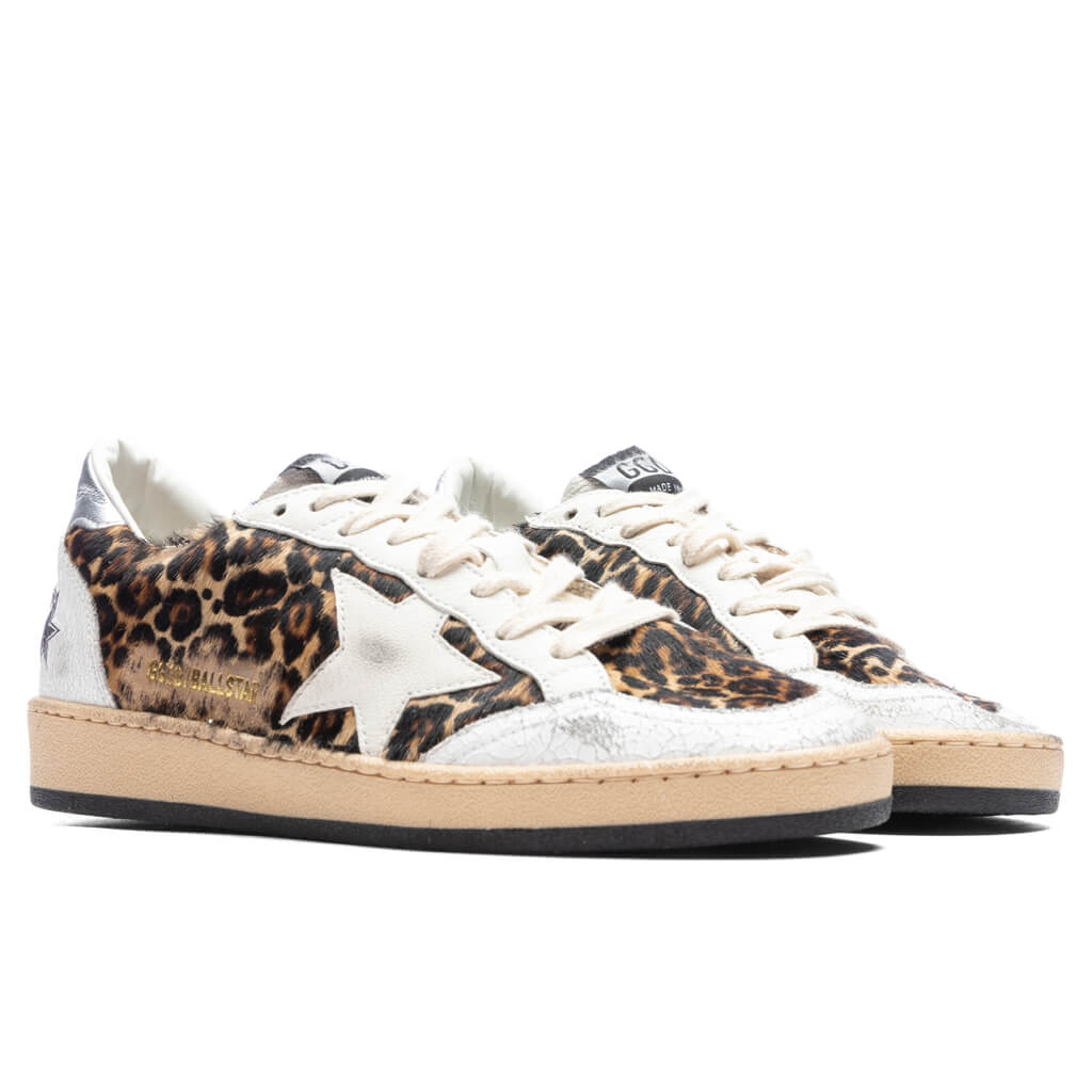 Women's Sneakers Leather Nappa Ball Star - Beige Brown Leo/White/Silver