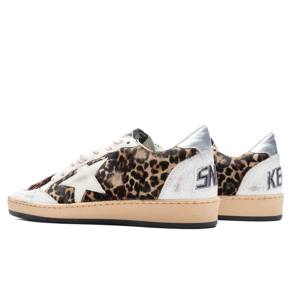 Women's Sneakers Leather Nappa Ball Star - Beige Brown Leo/White/Silver