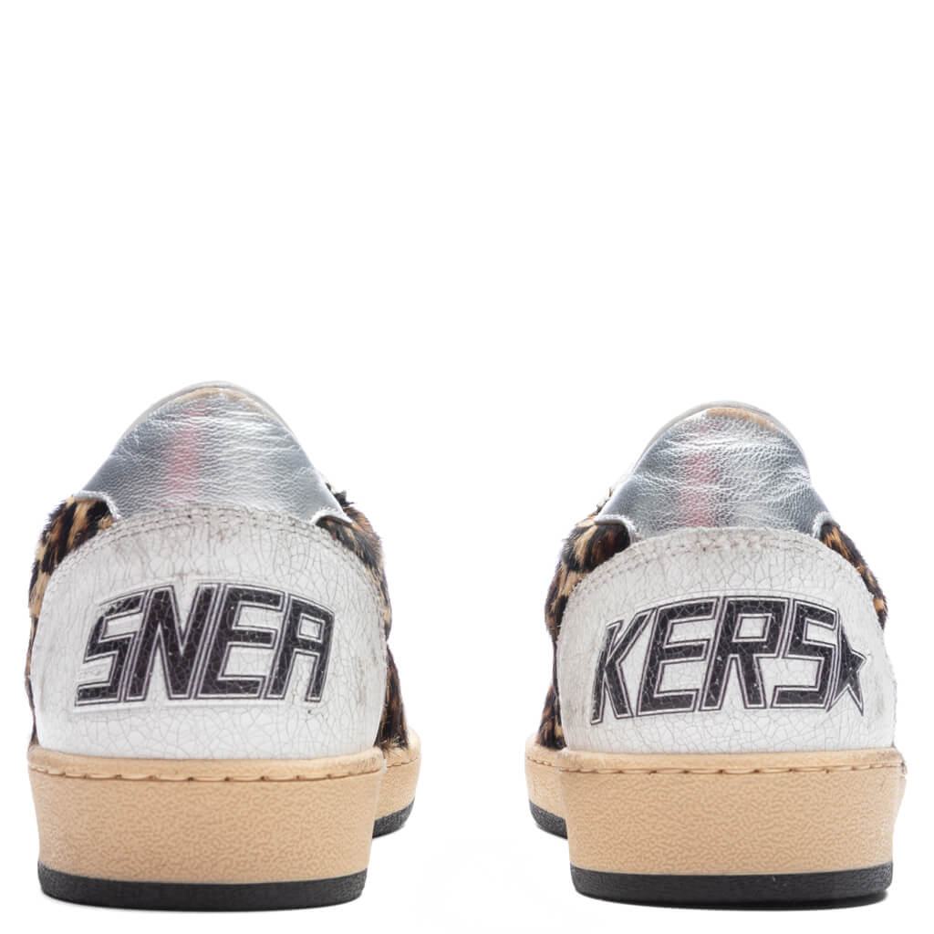 Women's Sneakers Leather Nappa Ball Star - Beige Brown Leo/White/Silver