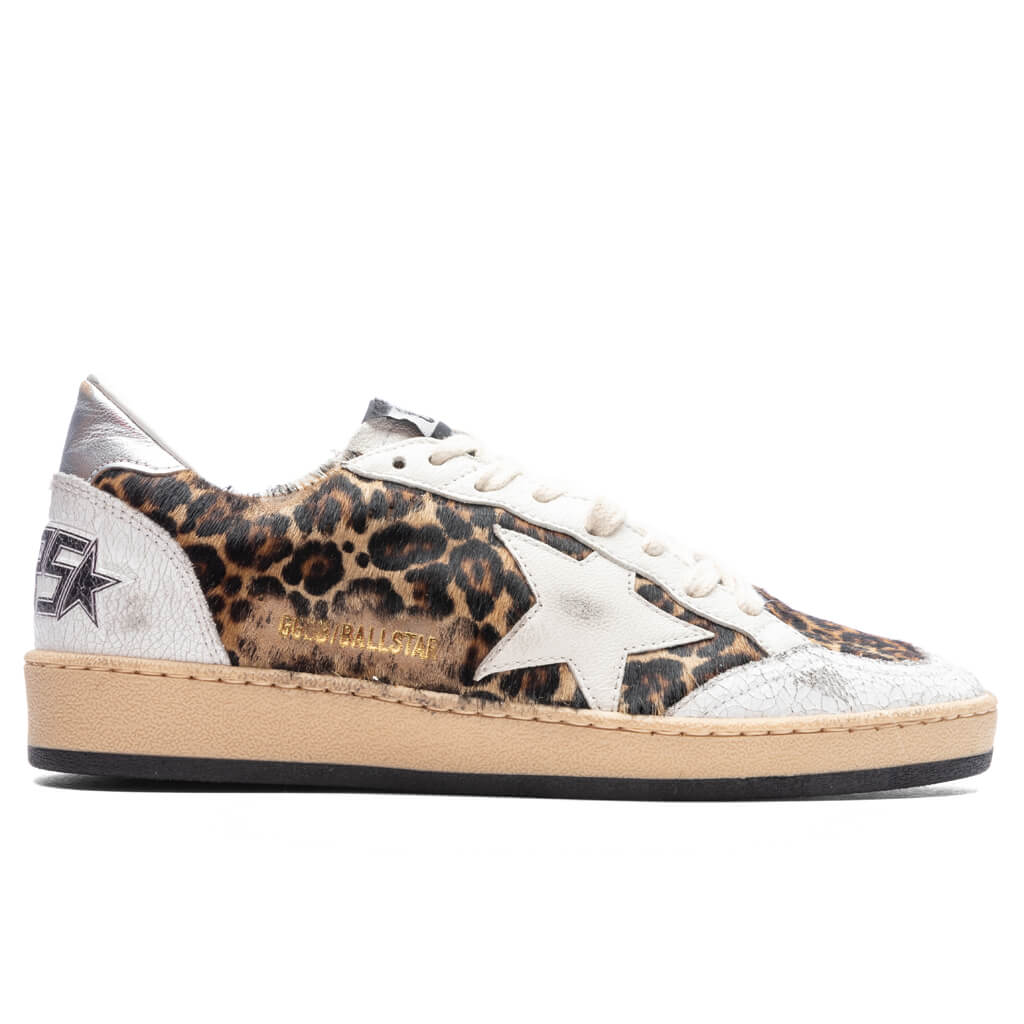 Women's Sneakers Leather Nappa Ball Star - Beige Brown Leo/White/Silver