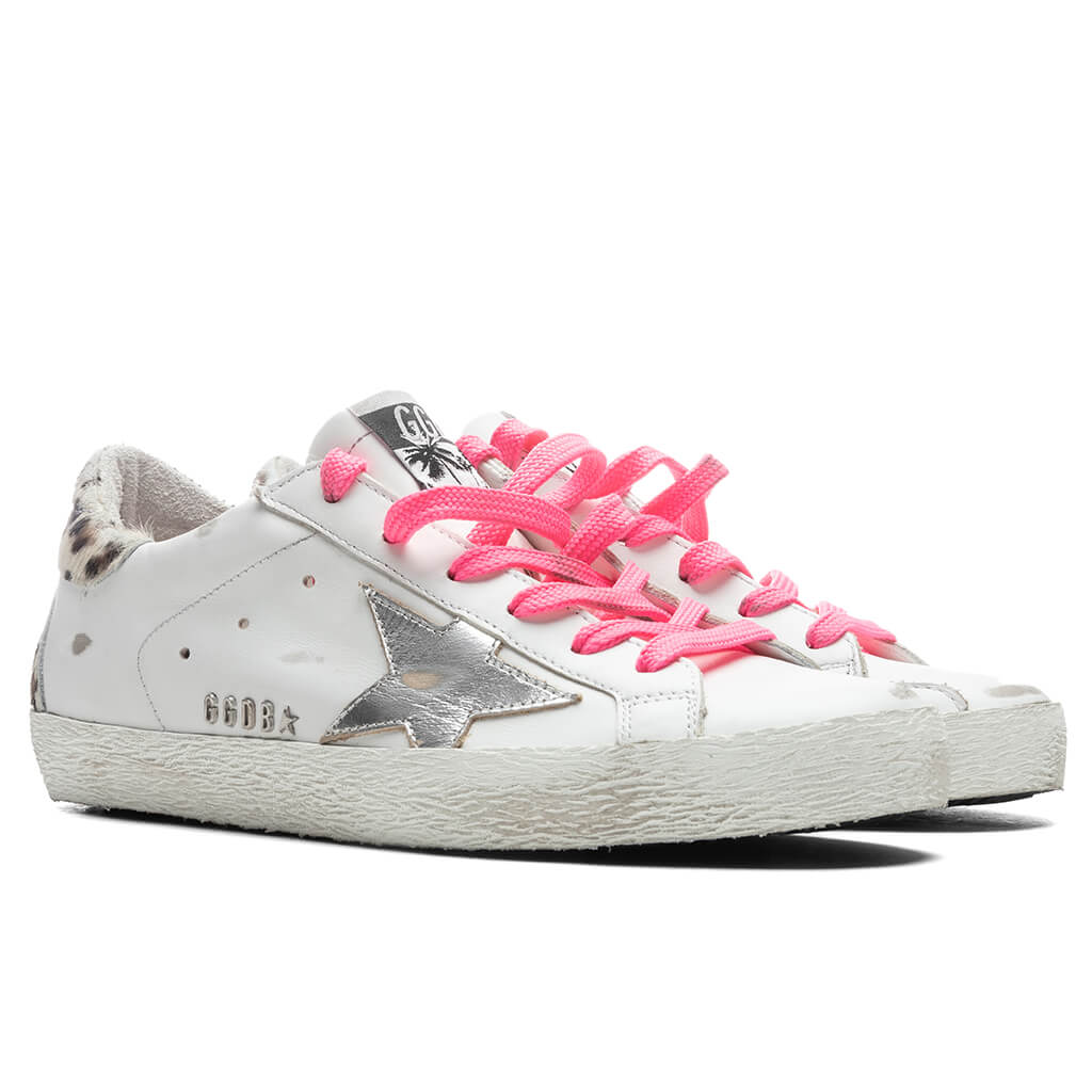 Women's Super-Star Sneakers - White/Silver/Cream Leopard