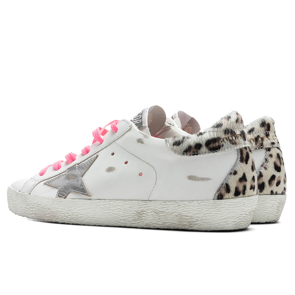 Women's Super-Star Sneakers - White/Silver/Cream Leopard