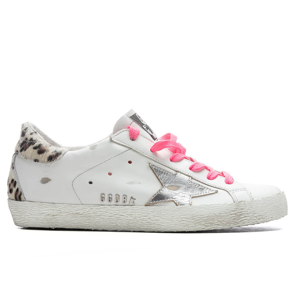 Women's Super-Star Sneakers - White/Silver/Cream Leopard