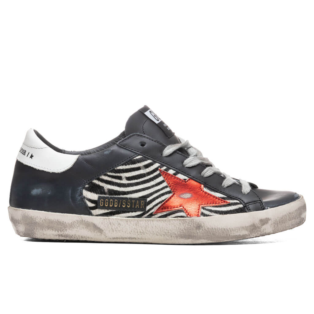 Women's Super-Star Sneakers - Black/Zebra/Red