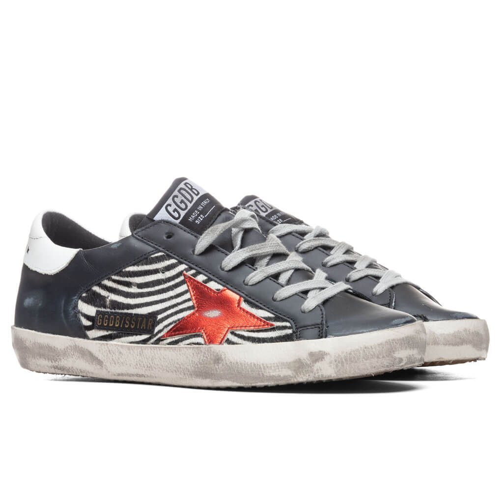 Women's Super-Star Sneakers - Black/Zebra/Red