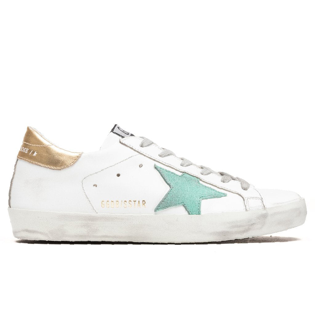 Women's Super-Star Sneakers - White/Green/Gold