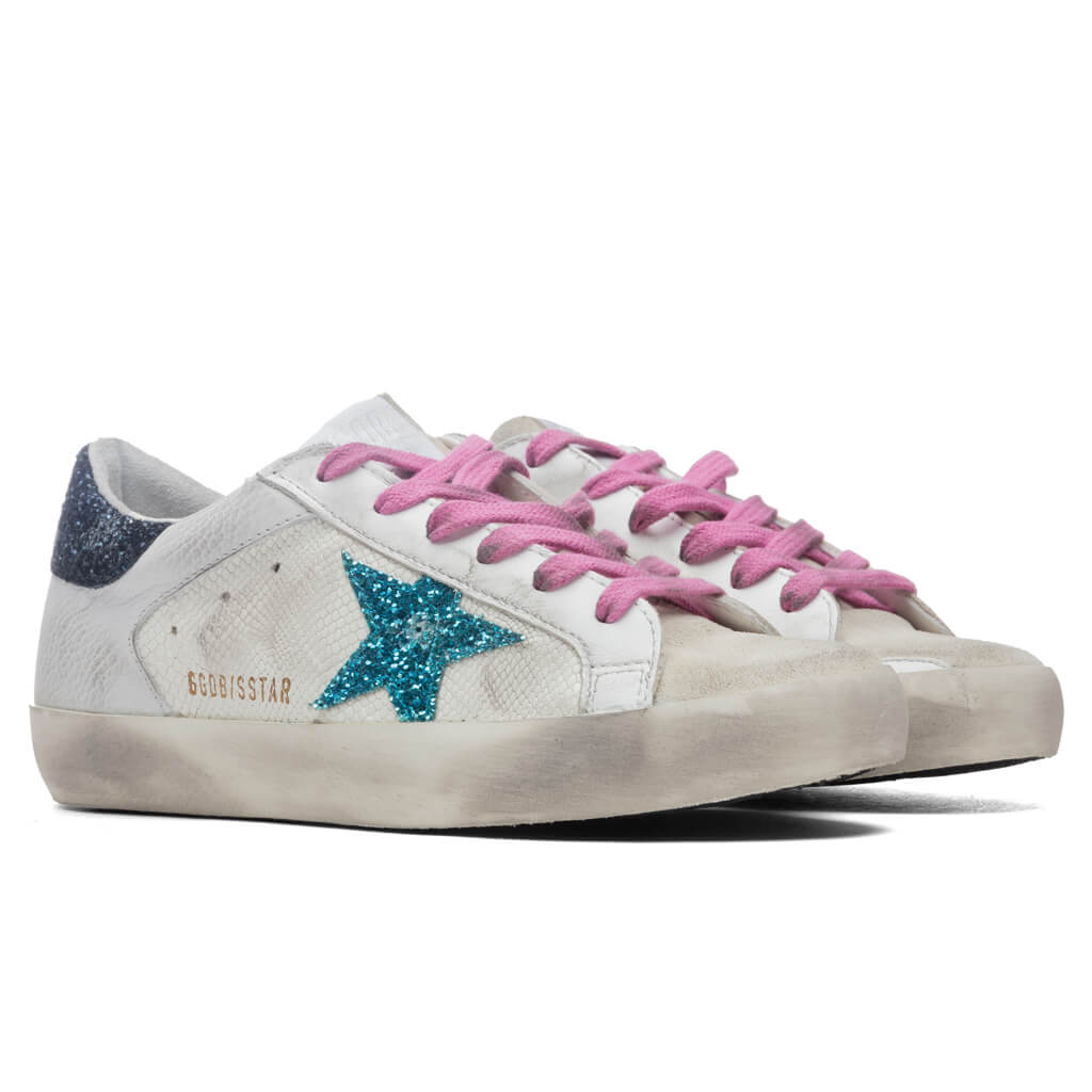 Women's Super-Star Sneakers - White/Light Blue/Dark Blue
