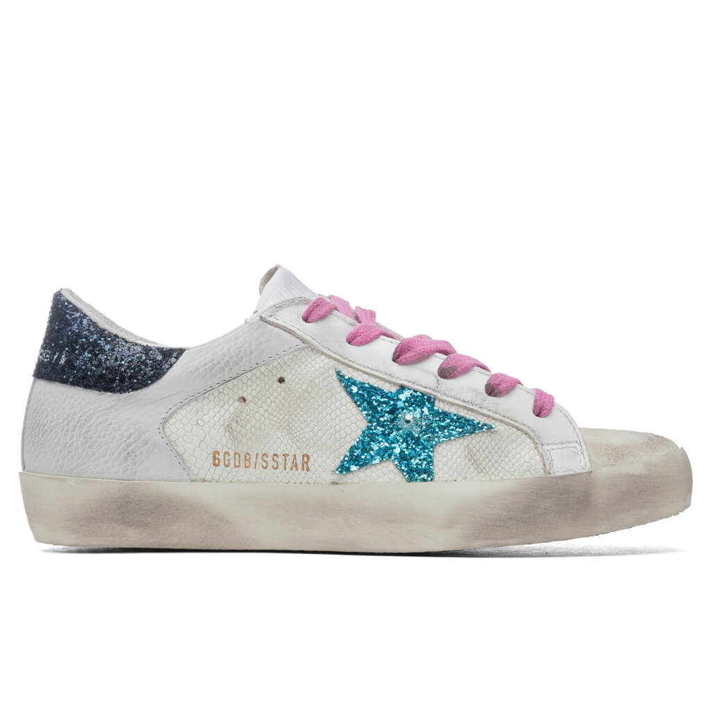 Women's Super-Star Sneakers - White/Light Blue/Dark Blue