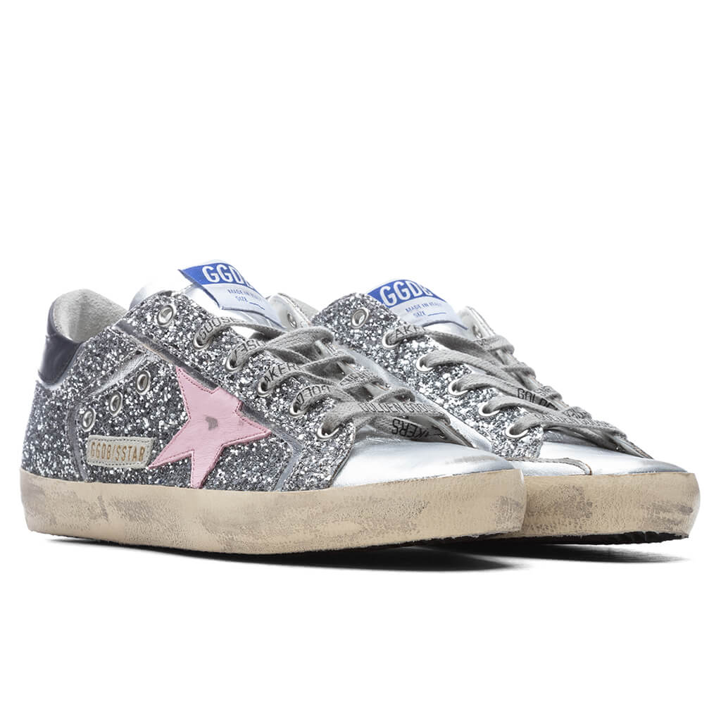 Women's Super-Star Sneakers - Silver/Baby Pink/Black