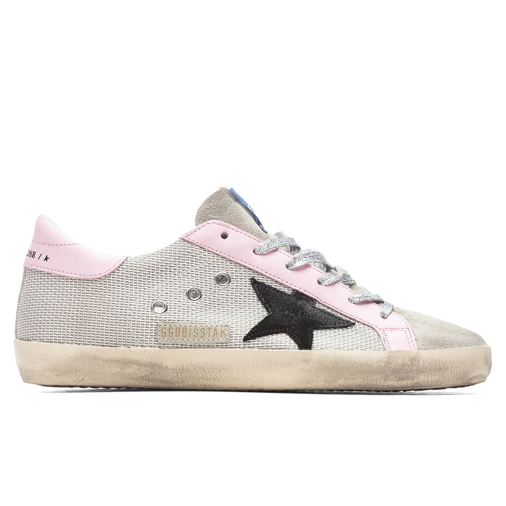 Women's Super-Star Sneakers - Silver/Black/Baby Pink