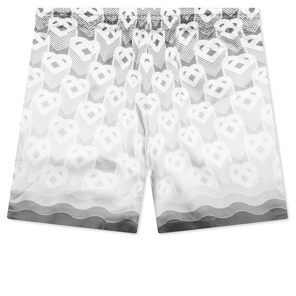 Gradient Heart Monogram Drawstring Shorts - Grey