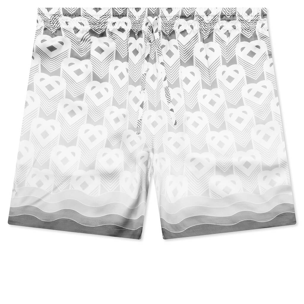 Gradient Heart Monogram Drawstring Shorts - Grey