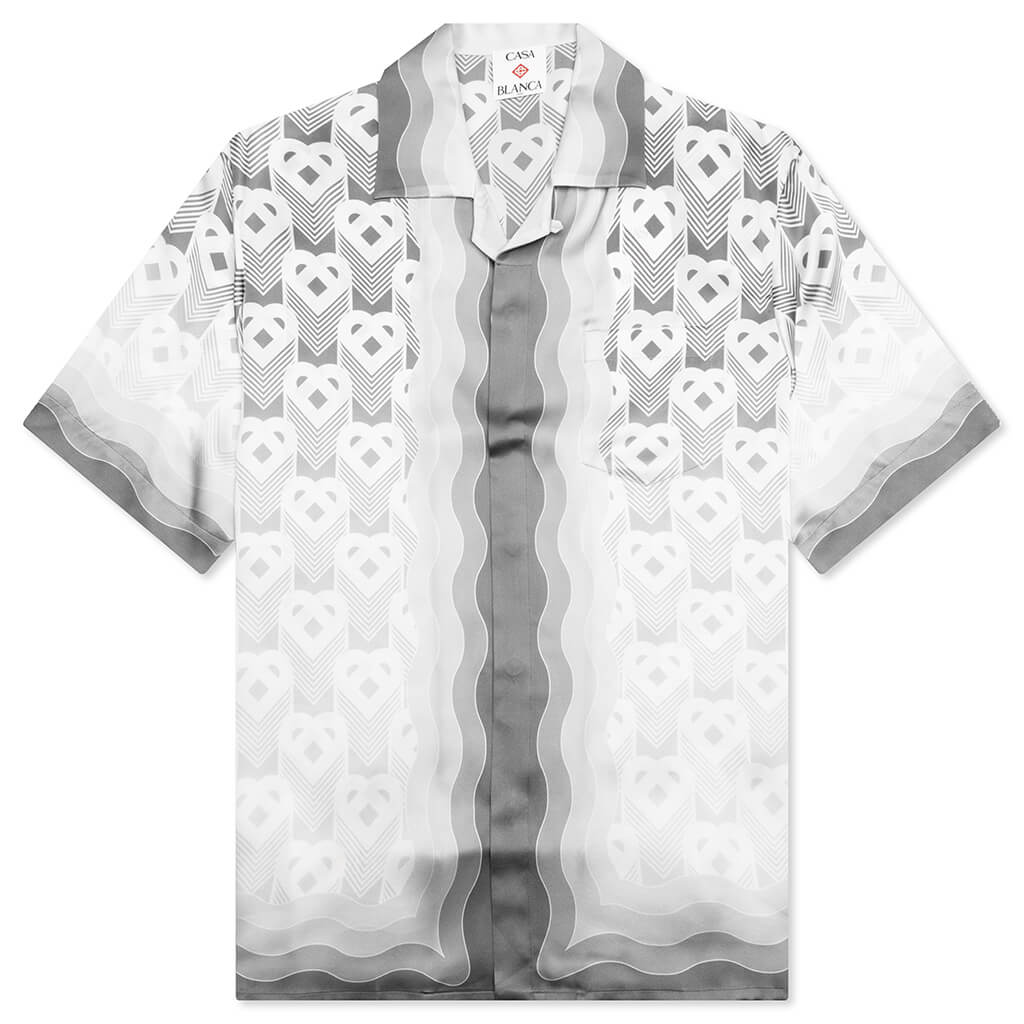 Gradient Heart Monogram S/S Cuban Collar Shirt - Grey
