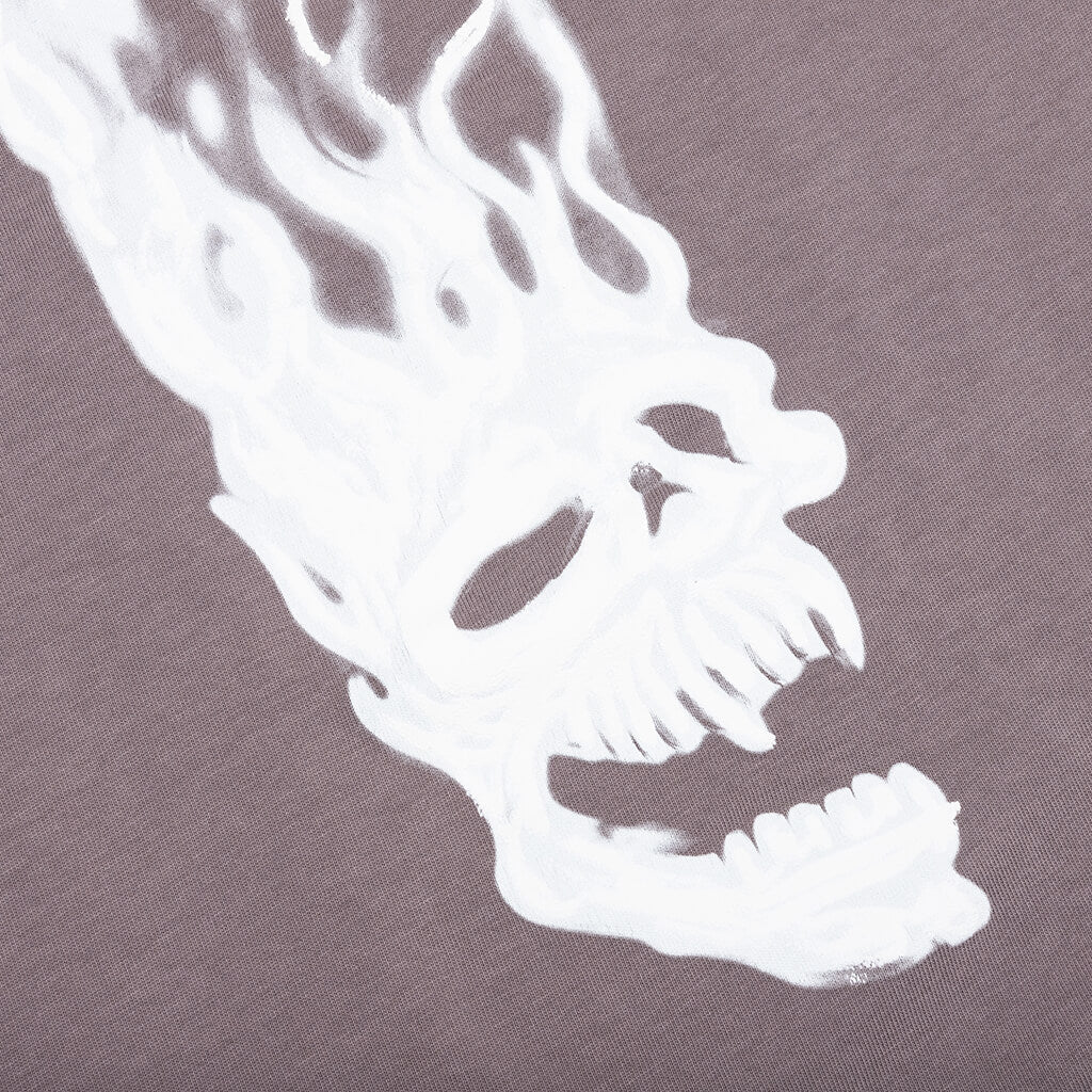 Flaming Skull S/S Tee - Grey/White