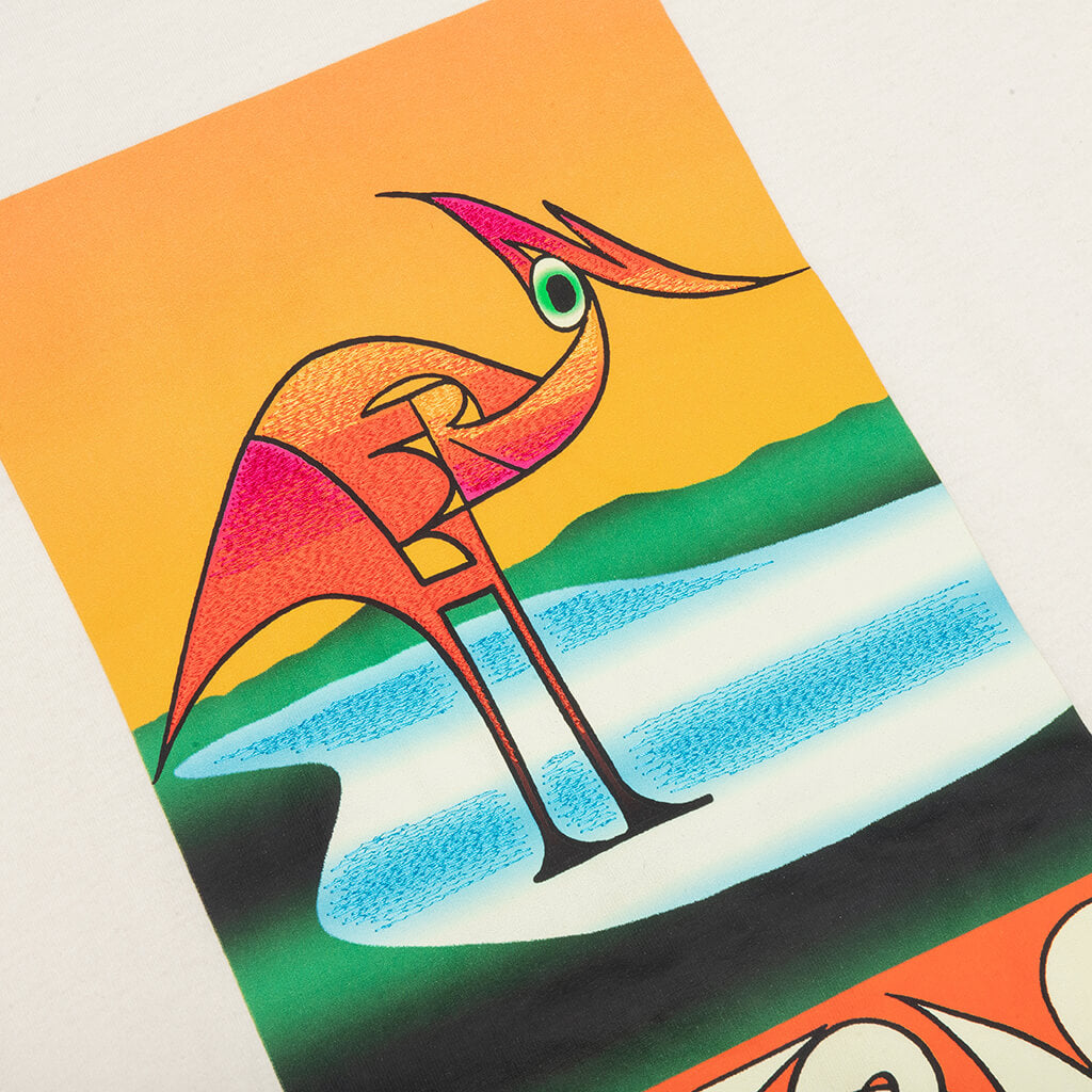 S/S Tee OS Heron Abstract - White/Orange