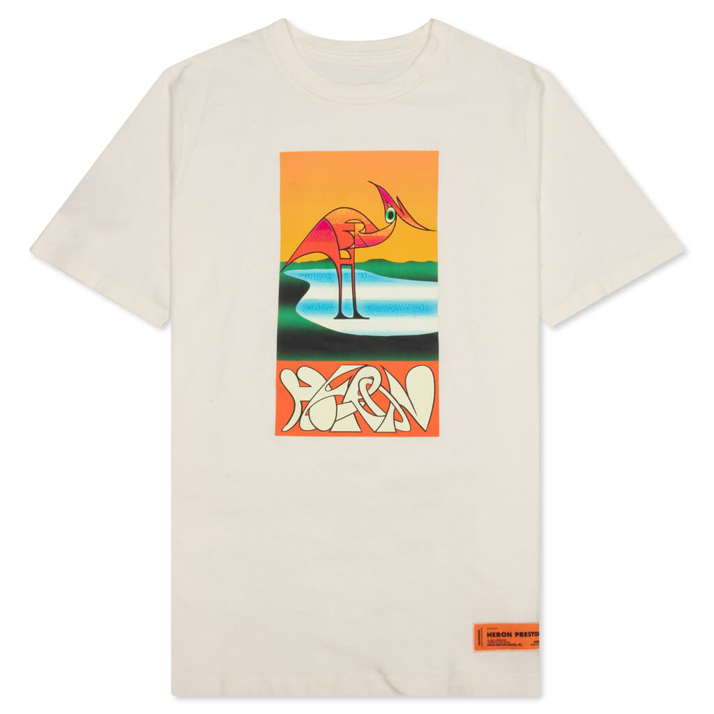 S/S Tee OS Heron Abstract - White/Orange