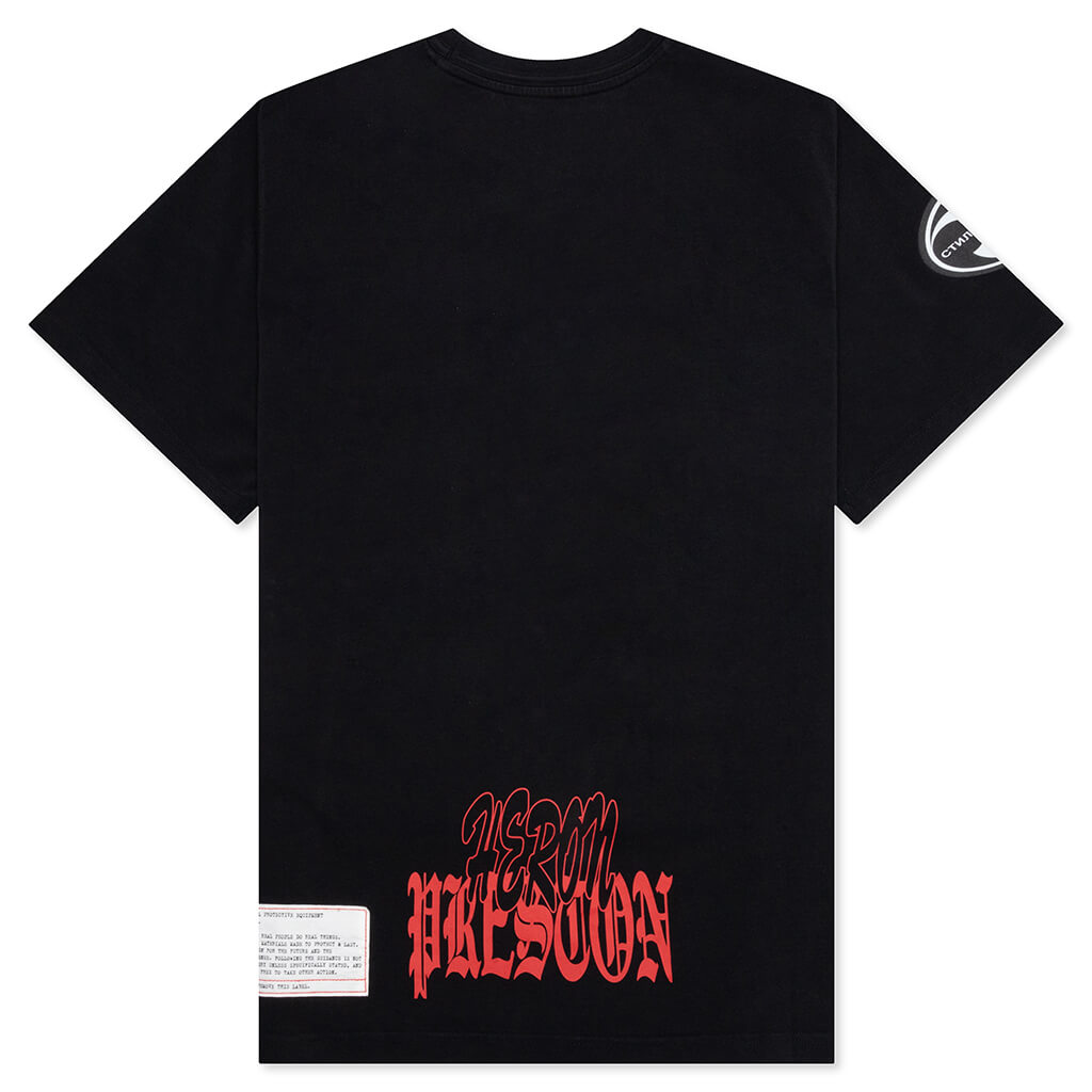 S/S Tee Reg Flaming Skull - Black/White