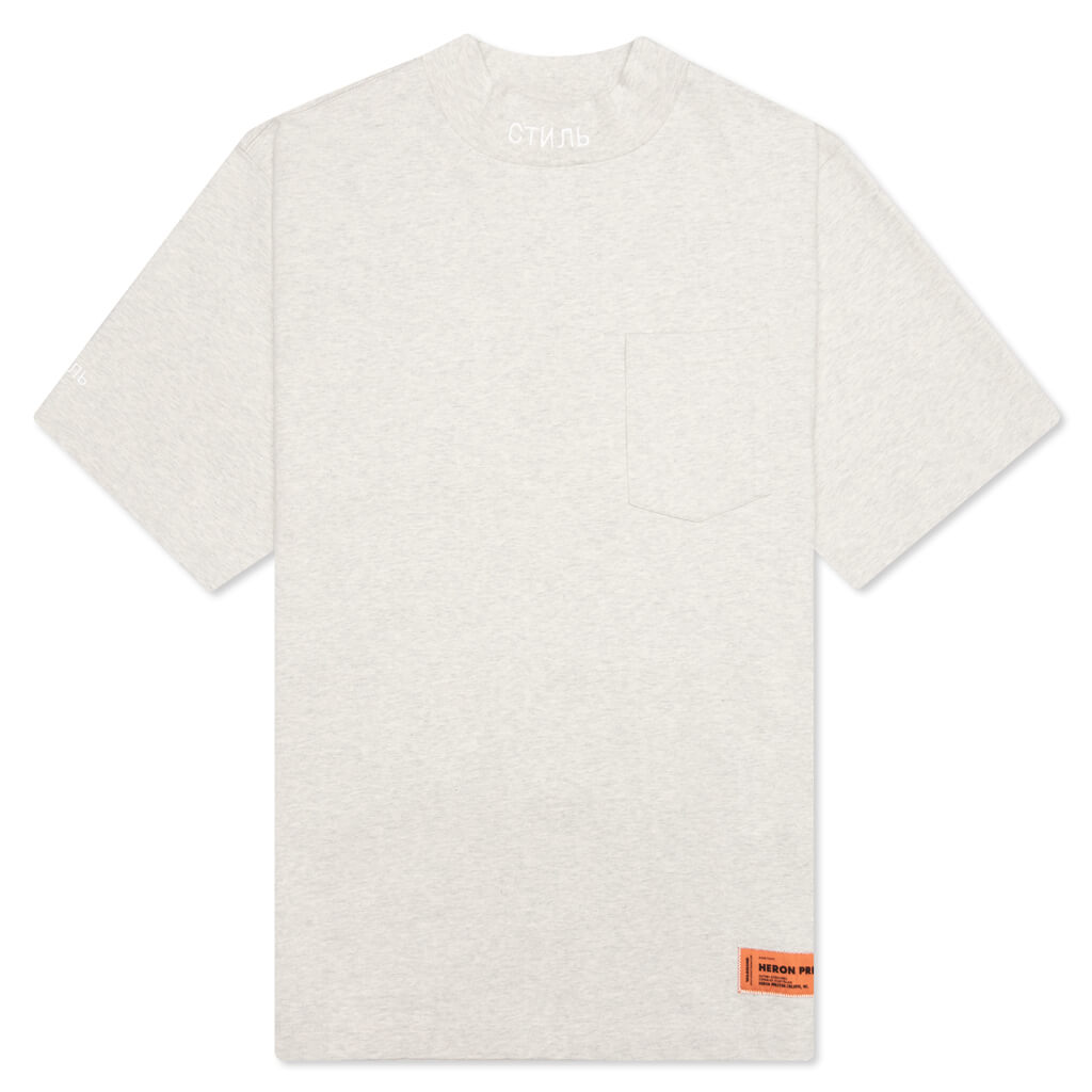 S/S Turtleneck Pocket CTNMB - Grey Melange/White