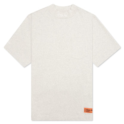 S/S Turtleneck Pocket CTNMB - Grey Melange/White