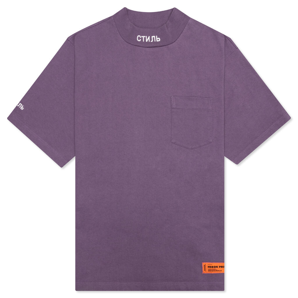 S/S Turtleneck Pocket CTNMB - Purple/White
