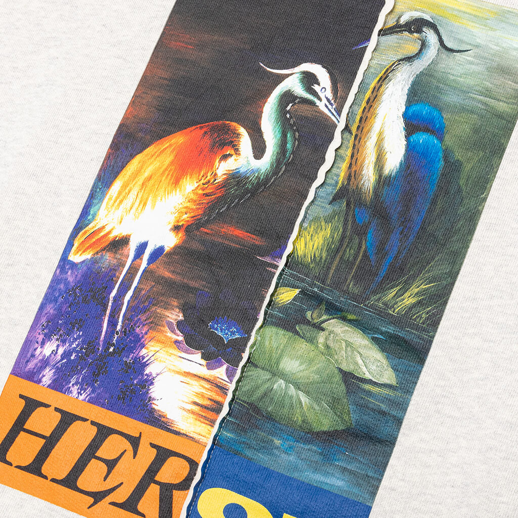 Split Herons Crewneck - Grey Melange/Orange