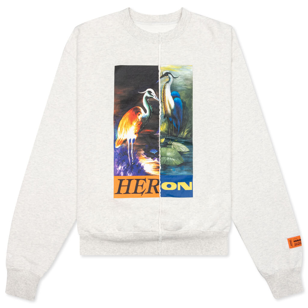 Split Herons Crewneck - Grey Melange/Orange