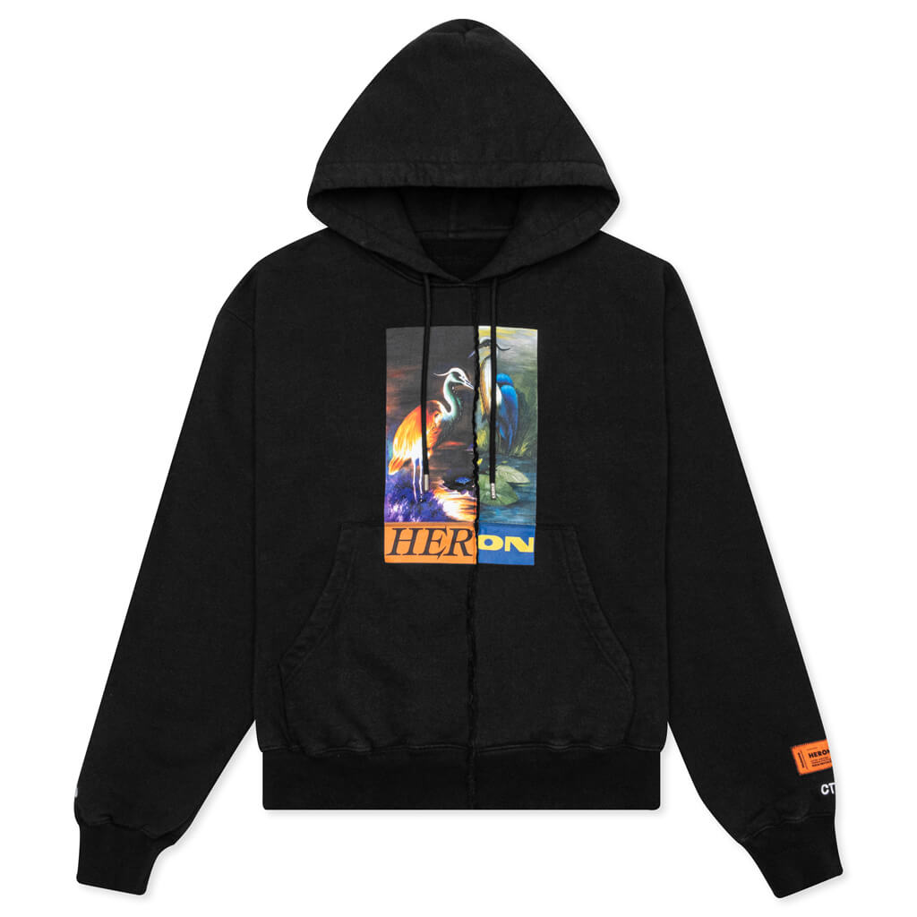 Split Herons Hoodie - Black/Orange