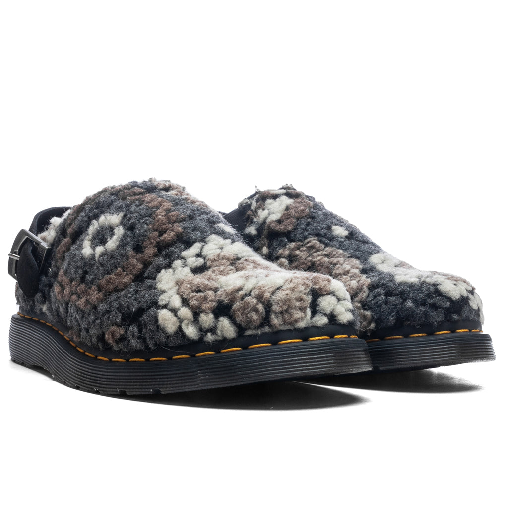 Isham Crochet Wool Suede Mules - Black