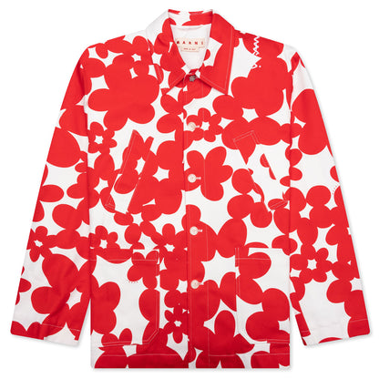 Red and White Dillies Print Jacket - Crimson