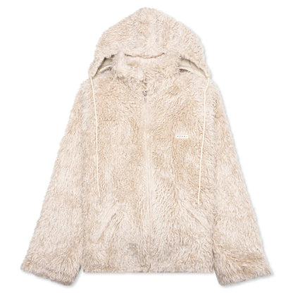 Shaggy Fleece Faux Fur Jacket - Glass
