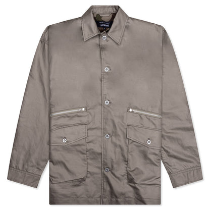 Multi-Pocket Chore Jacket - Grey Beige
