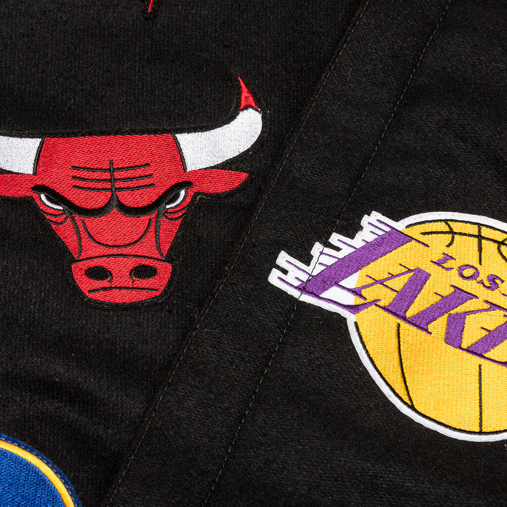 NBA Collage Wool/Leather Jacket - Black