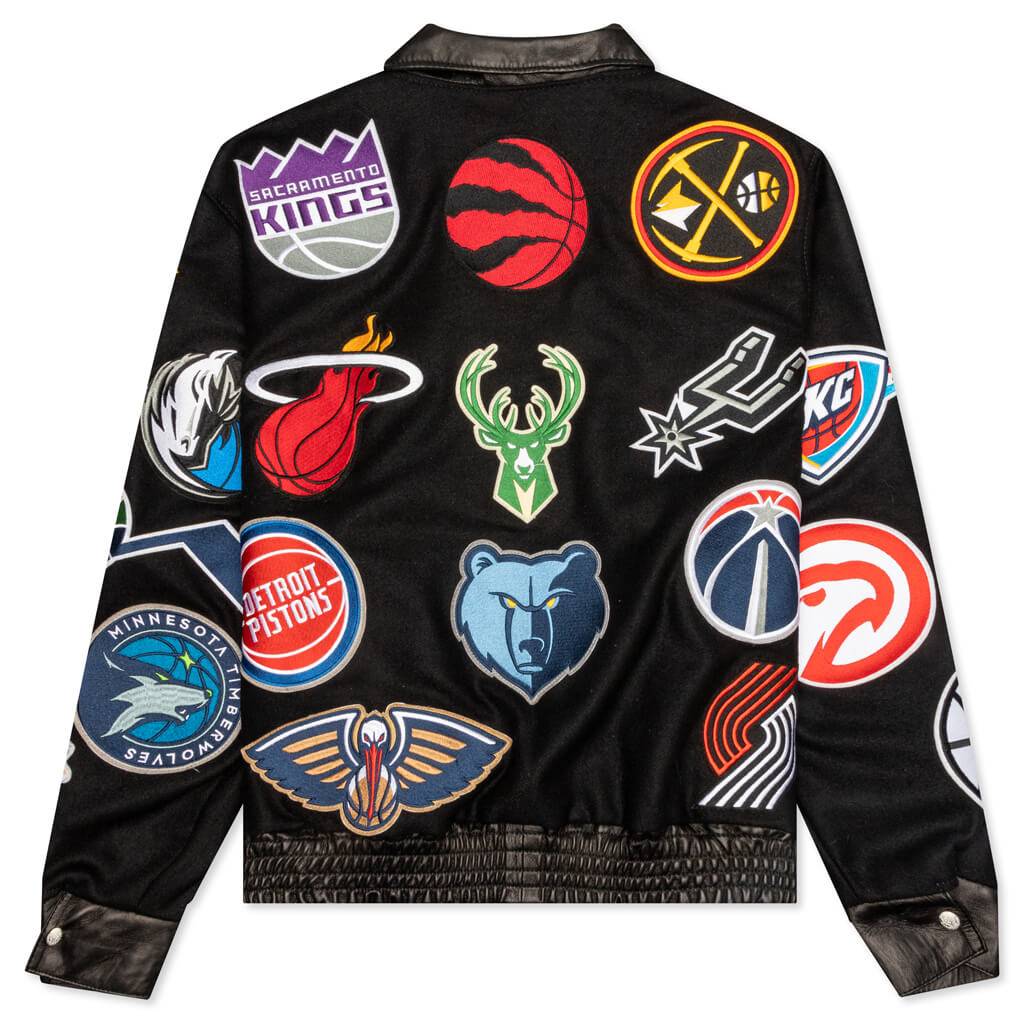 NBA Collage Wool/Leather Jacket - Black