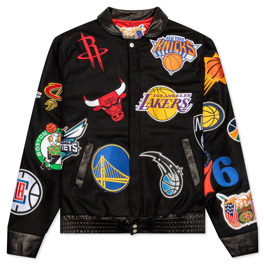 NBA Collage Wool/Leather Jacket - Black
