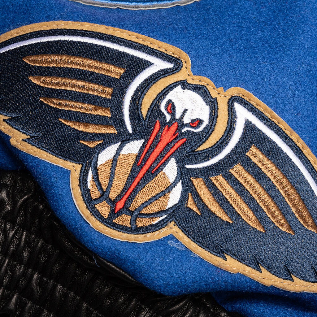 NBA Collage Wool/Leather Jacket - Royal Blue