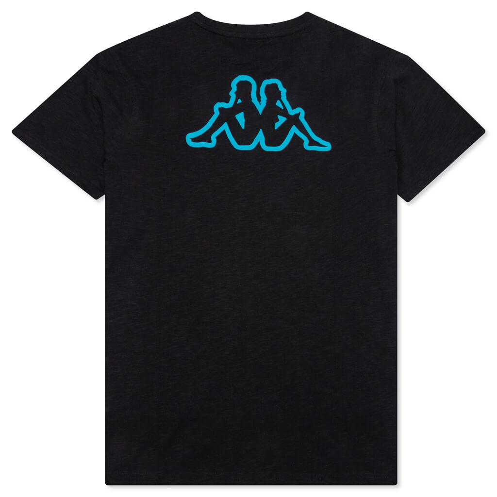 Logo Tape Cabal T-Shirt - Black/Blue Turkis