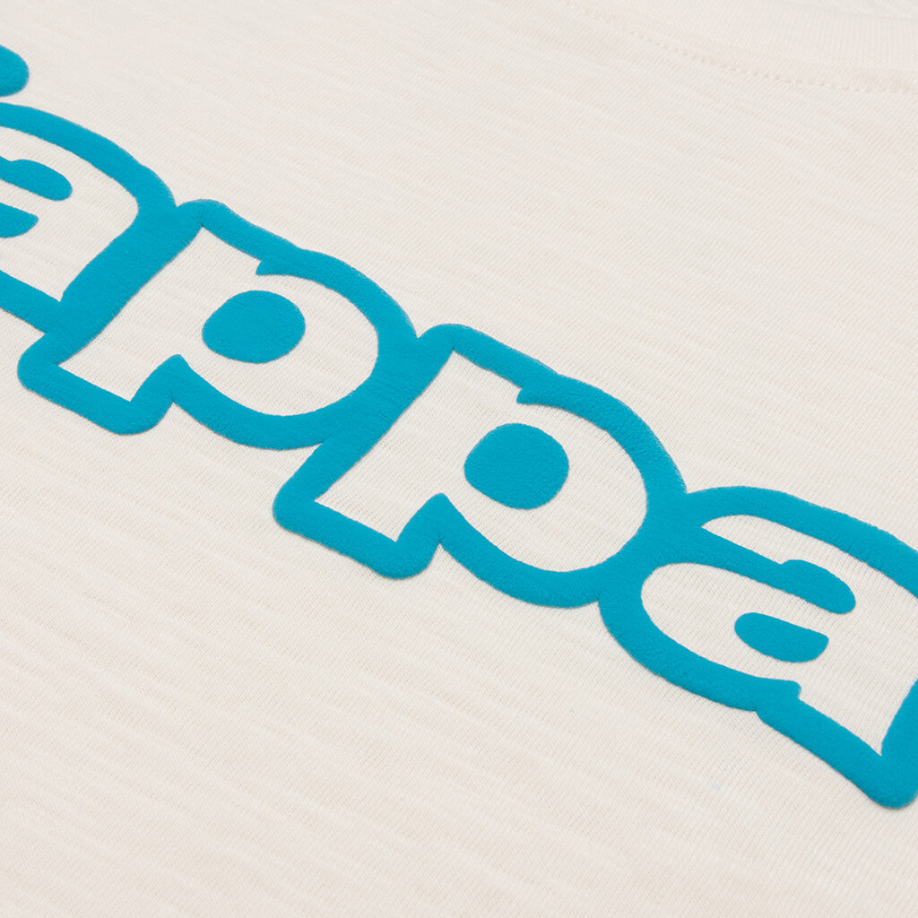 Logo Tape Cabal T-Shirt - White Cream/Blue Turkis
