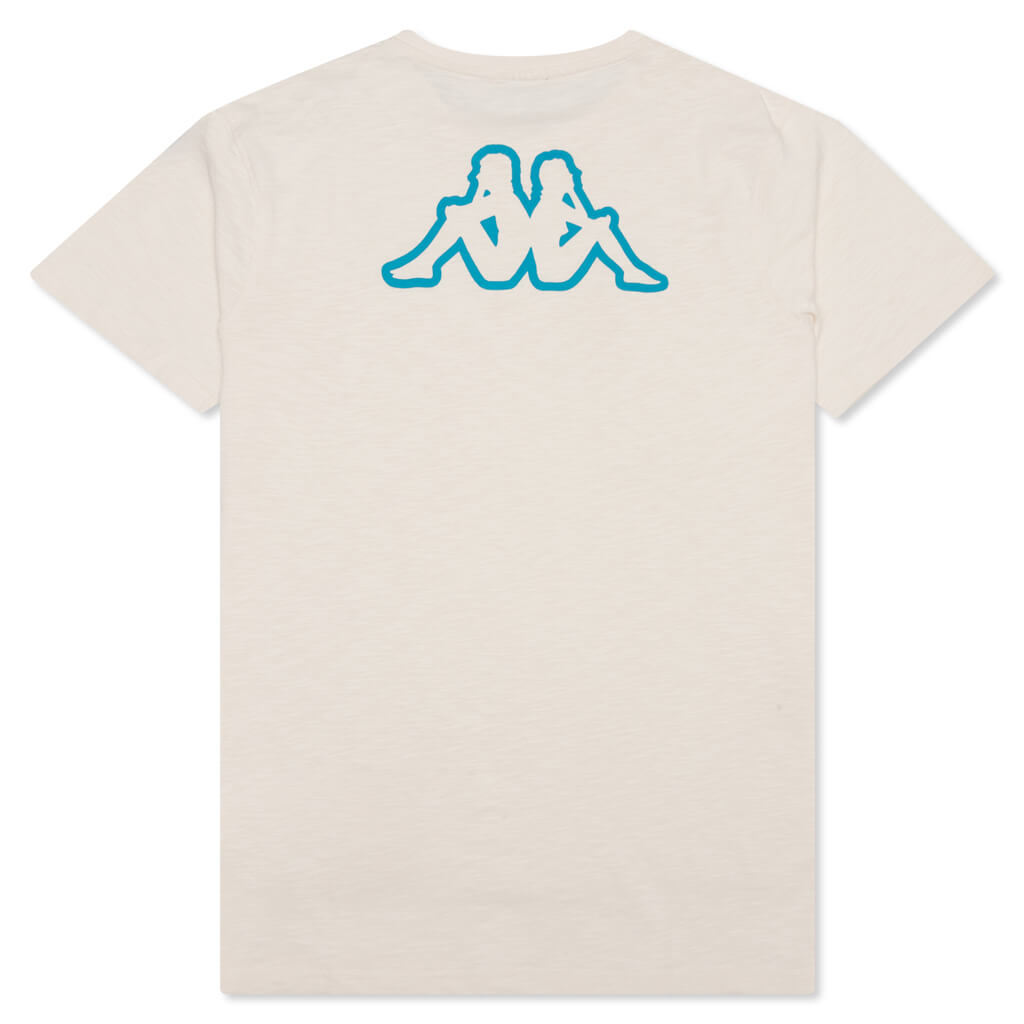 Logo Tape Cabal T-Shirt - White Cream/Blue Turkis